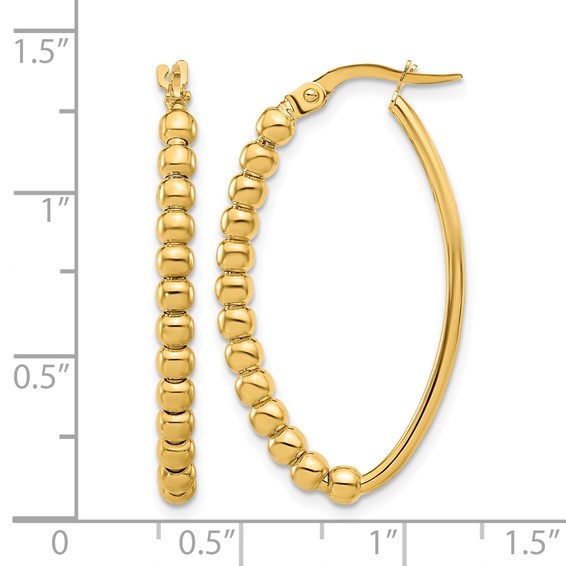 Leslie's 14K Polished Beaded Oval Hoop Earrings