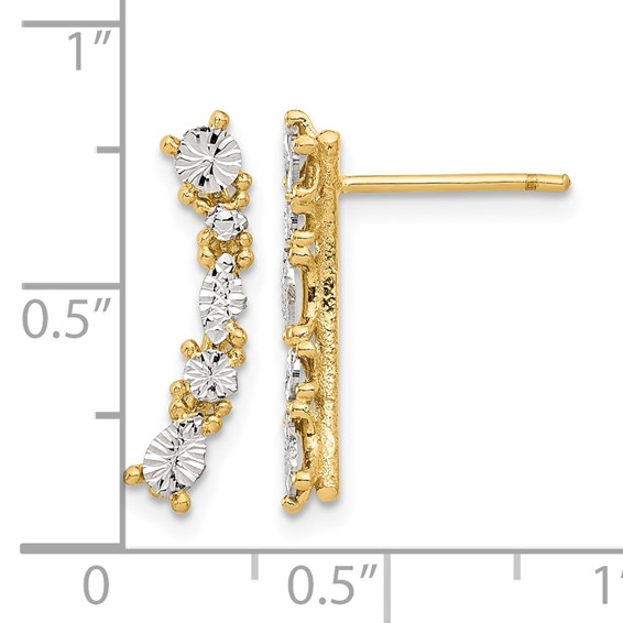 Leslie's 14K and White Rhodium Polished and Diamond-cut Post Earrings