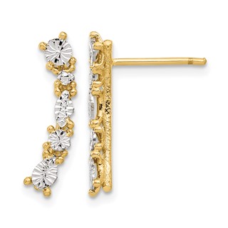 Leslie's 14K and White Rhodium Polished and Diamond-cut Post Earrings