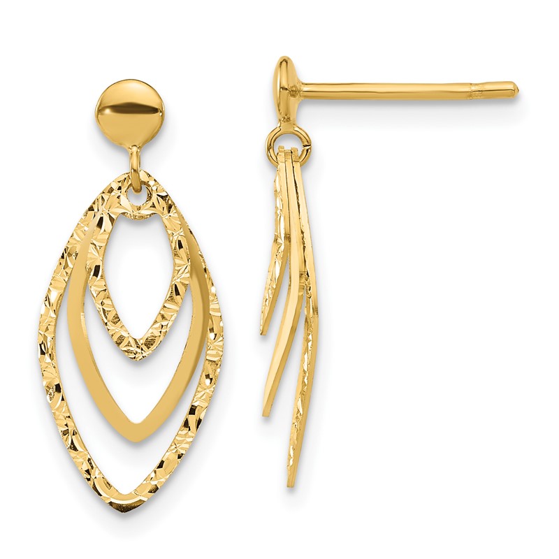 14K Polished Post Dangle Earrings