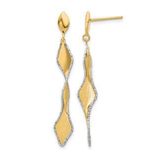 Leslie's 14K and White Rhodium Polished and Satin Post Dangle Earrings