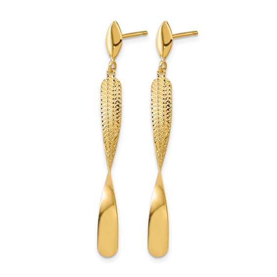 Leslie's 14K Polished and Textured Post Dangle Earrings