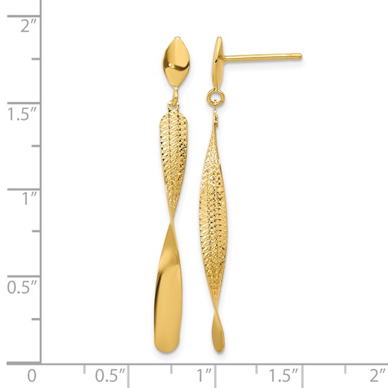 Leslie's 14K Polished and Textured Post Dangle Earrings