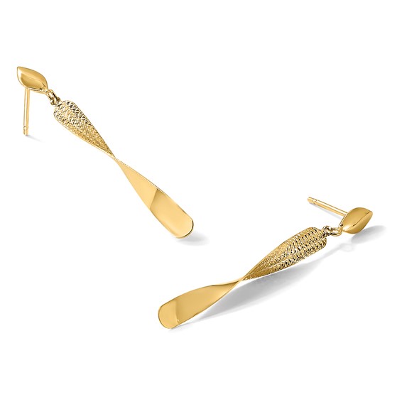 Leslie's 14K Polished and Textured Post Dangle Earrings
