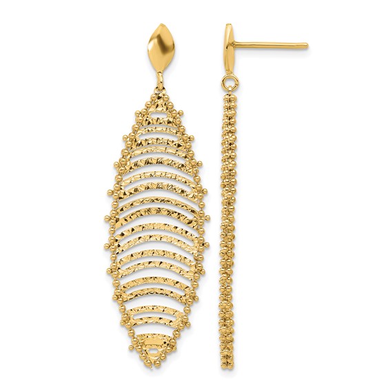Leslie's 14K Polished and Textured Post Dangle Earrings