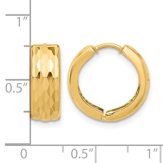Leslie's 14K Diamond-Cut Hinged Huggie Earrings