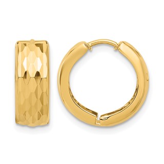 Leslie's 14K Diamond-Cut Hinged Huggie Earrings