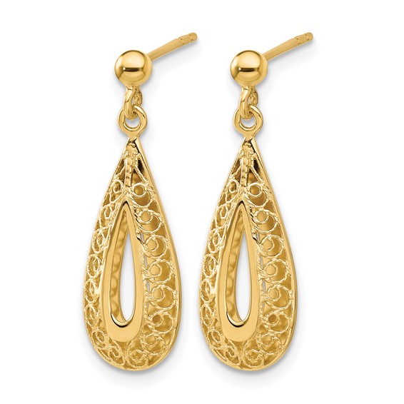 Leslie's Gold Polished Decorative Dangle Post Earrings