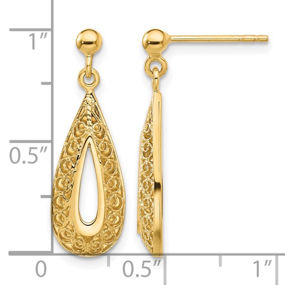 Leslie's Gold Polished Decorative Dangle Post Earrings