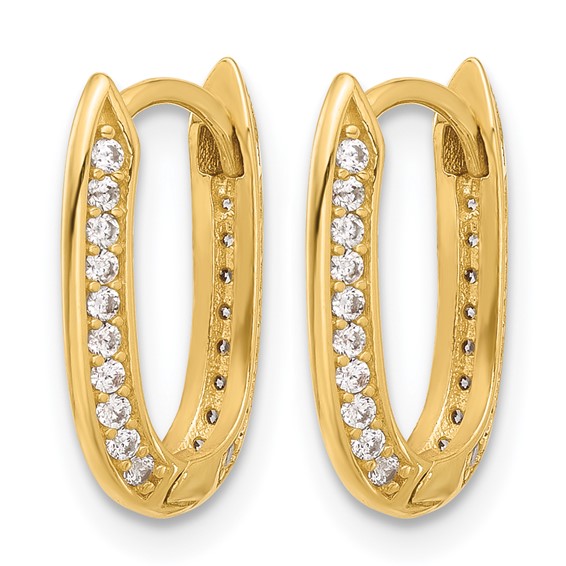 Leslie's 14K Polished CZ Hinged Hoop Earrings