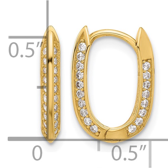 Leslie's 14K Polished CZ Hinged Hoop Earrings