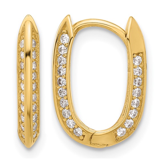 Leslie's 14K Polished CZ Hinged Hoop Earrings