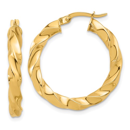 14K Polished Twisted Hoop Earrings