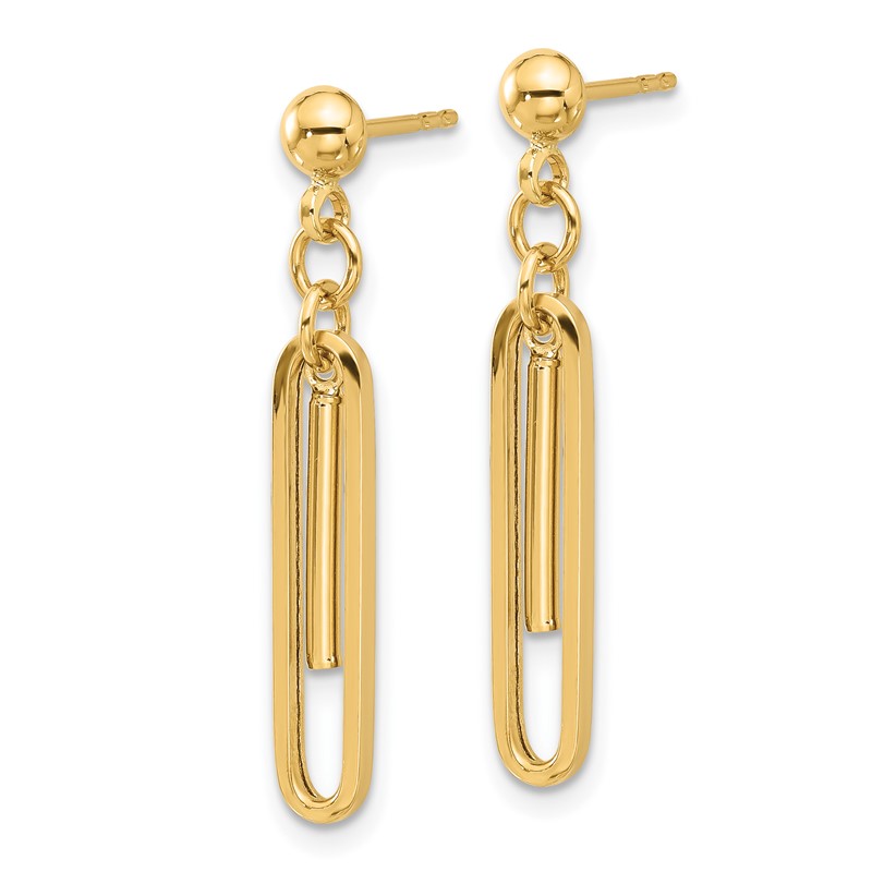 14K Polished Paperclip Dangle Earrings