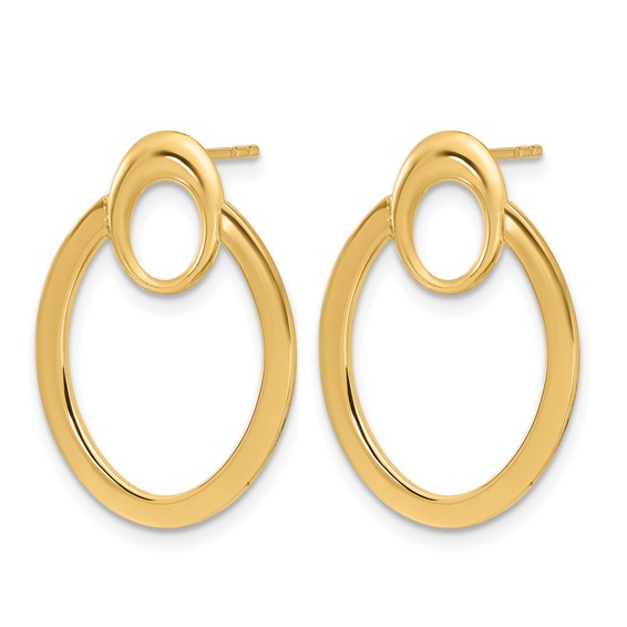 Leslie's 14K Polished Oval Drop Post Earrings