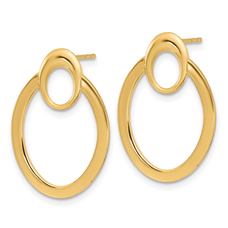 14K Polished Oval Drop Post Earrings