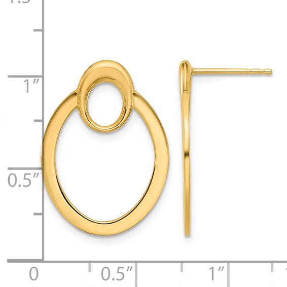 Leslie's 14K Polished Oval Drop Post Earrings