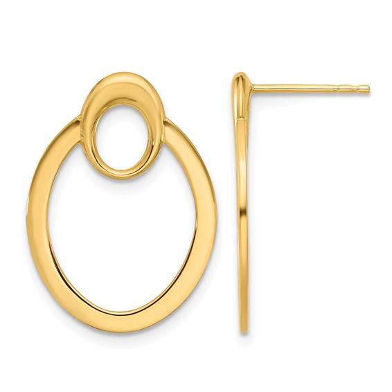 Leslie's 14K Polished Oval Drop Post Earrings