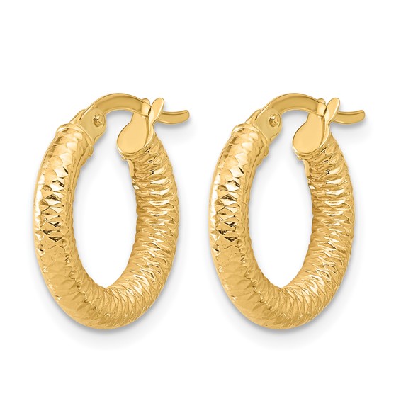 Leslie's 14K Polished and Diamond-cut Hoop Earrings