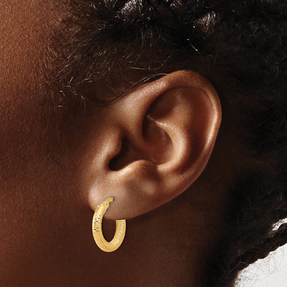 Leslie's 14K Polished and Diamond-cut Hoop Earrings