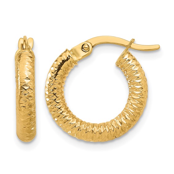 Leslie's 14K Polished and Diamond-cut Hoop Earrings