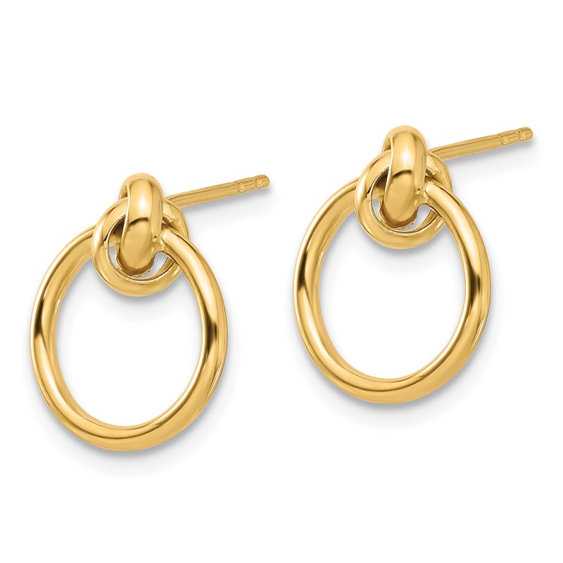 14K Polished Knot Circle Drop Post Earrings