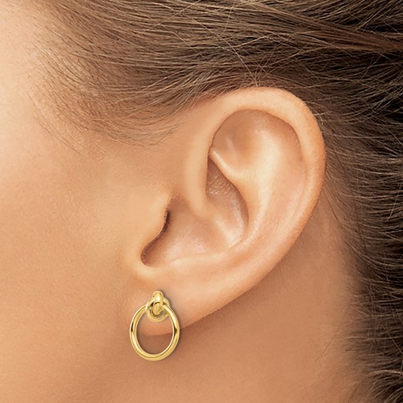 Leslie's 14K Polished Knot Circle Drop Post Earrings