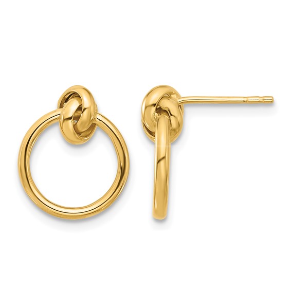 Leslie's 14K Polished Knot Circle Drop Post Earrings