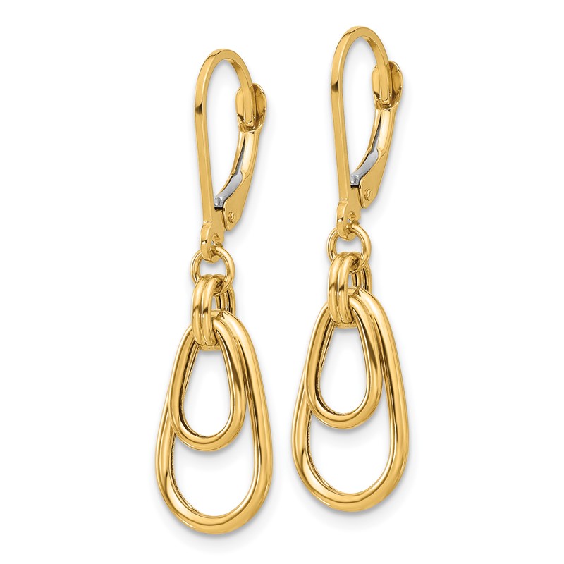 14K Polished Teardrop Dangle Leverback Earrings