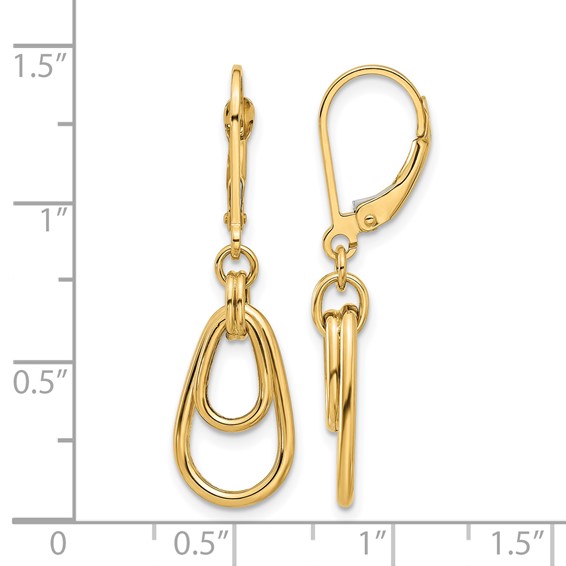 Leslie's 14K Polished Teardrop Dangle Leverback Earrings
