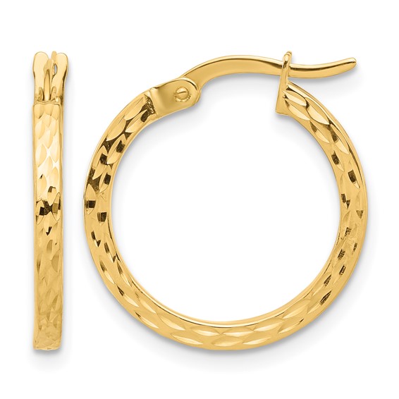 Leslie's Gold Polished and Diamond-cut Hoop Earrings