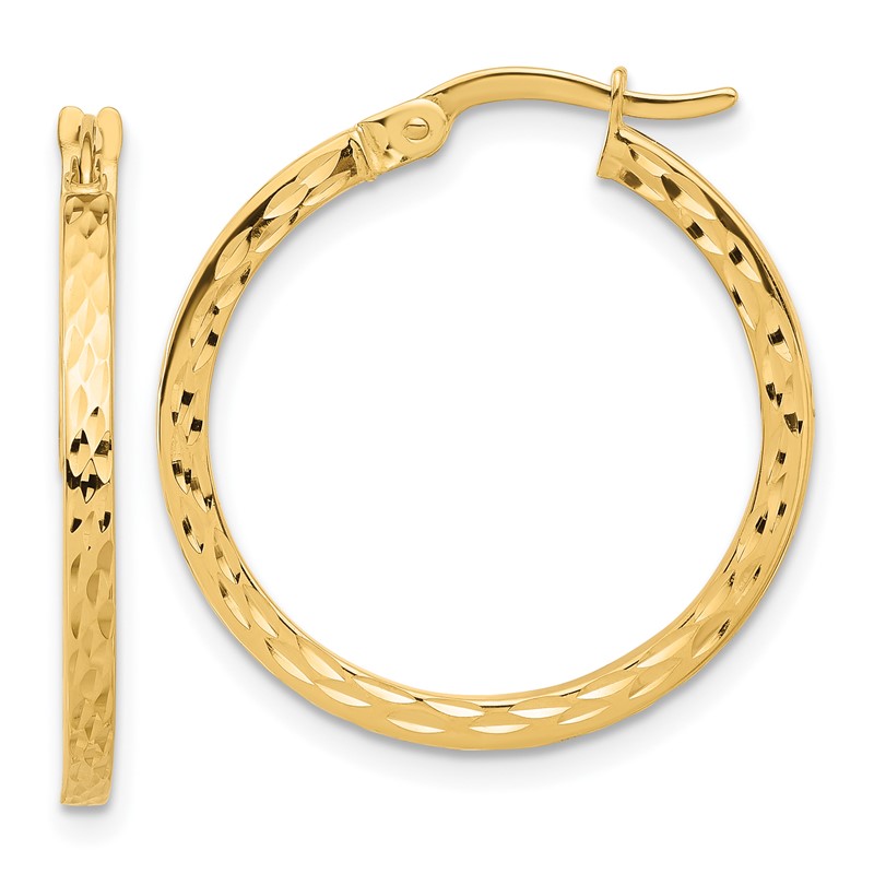 14K Diamond-cut Hoop Earrings