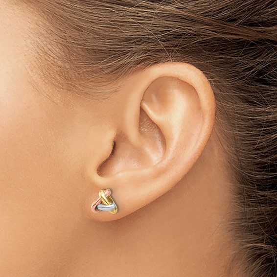 Leslie's 14K Tri-color Polished Love Knot Post Earrings