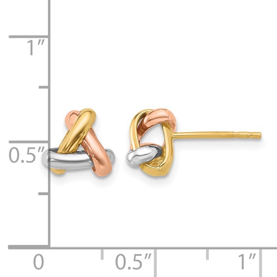 Leslie's 14K Tri-color Polished Love Knot Post Earrings