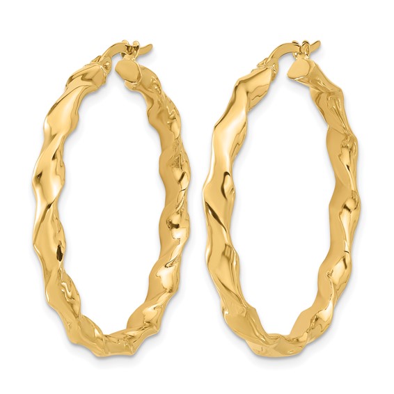 Leslie's Gold Polished and Twisted Hoop Earrings