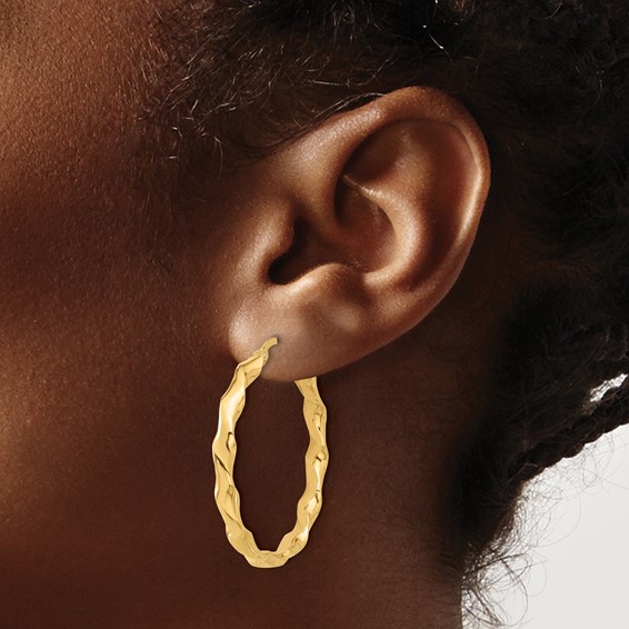 Leslie's Gold Polished and Twisted Hoop Earrings