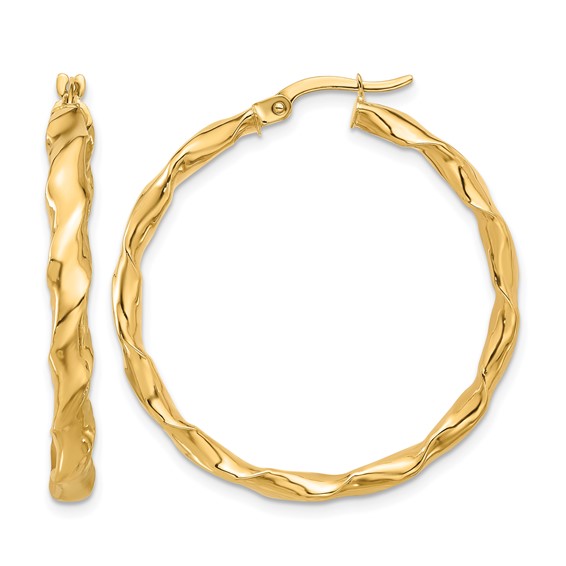 Leslie's Gold Polished and Twisted Hoop Earrings