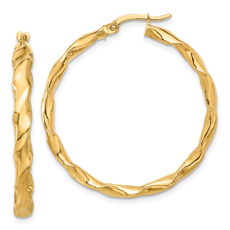 14K Polished Twisted Hoop Earrings