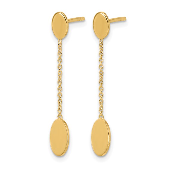 Leslie's 14K Polished Oval Discs Dangle Post Earrings