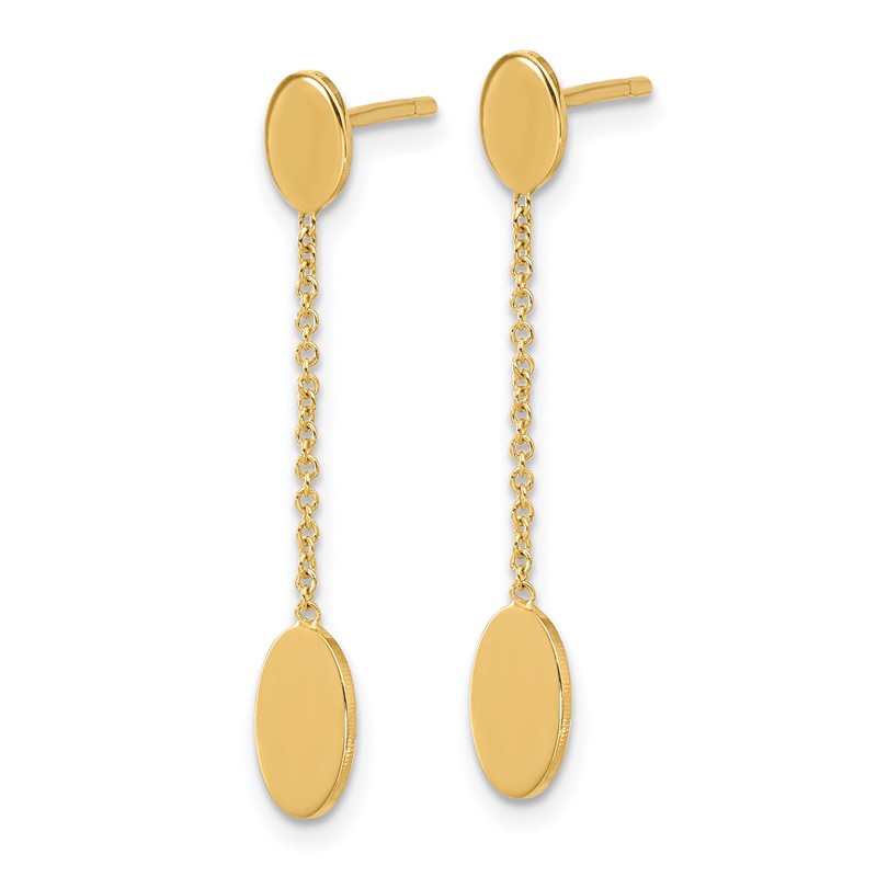 14K Polished Oval Discs Dangle Post Earrings