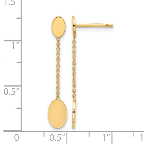 Leslie's 14K Polished Oval Discs Dangle Post Earrings