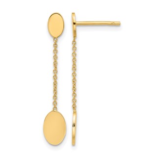 Leslie's 14K Polished Oval Discs Dangle Post Earrings