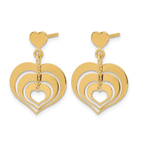 Leslie's 14K Polished Hearts Dangle Post Earrings
