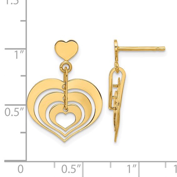 Leslie's 14K Polished Hearts Dangle Post Earrings