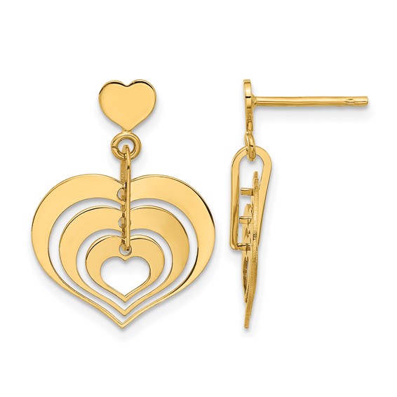 Leslie's 14K Polished Hearts Dangle Post Earrings