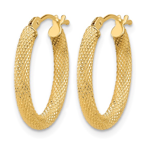 Leslie's 14K Polished and Textured Oval Hoop Earrings