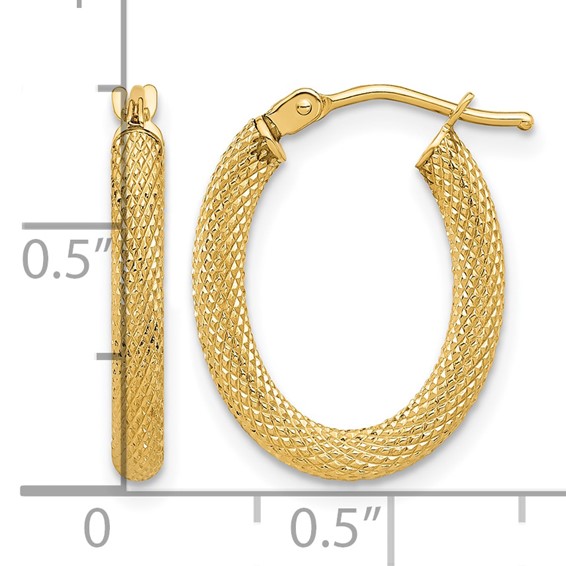 Leslie's 14K Polished and Textured Oval Hoop Earrings