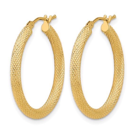 Leslie's 14K Polished and Textured Round Hoop Earrings