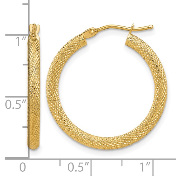 Leslie's 14K Polished and Textured Round Hoop Earrings