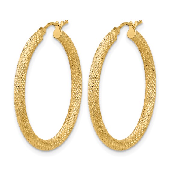 Leslie's 14K Polished and Textured Round Hoop Earrings